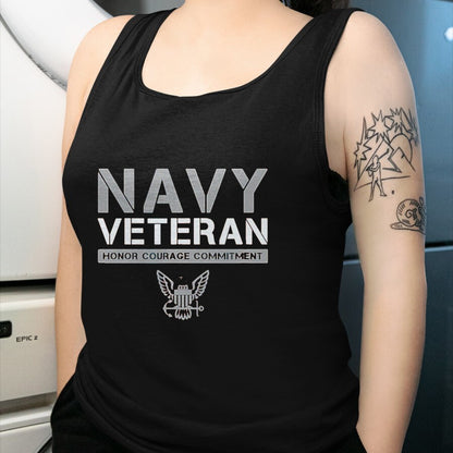 Proud Veteran Shirt, Funny Veteran UnisexT-Shirt/Hoodie/Sweatshirt HLT00 - US Navy - Veteran Honor Courage Commitment T-Shirt, Men, Black, 3X-Large