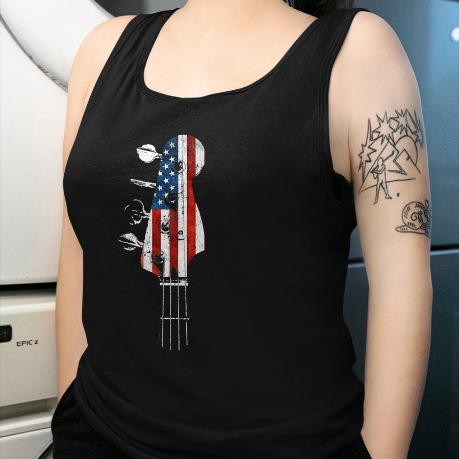 Guitar Lover Shirt, Funny Guitar UnisexT-Shirt/Hoodie/Sweatshirt HLT00 - Bass Guitar Headstock USA Flag for Bassist and Bass Player T-Shirt, Men_s Big and Tall, Black, 2X Ta