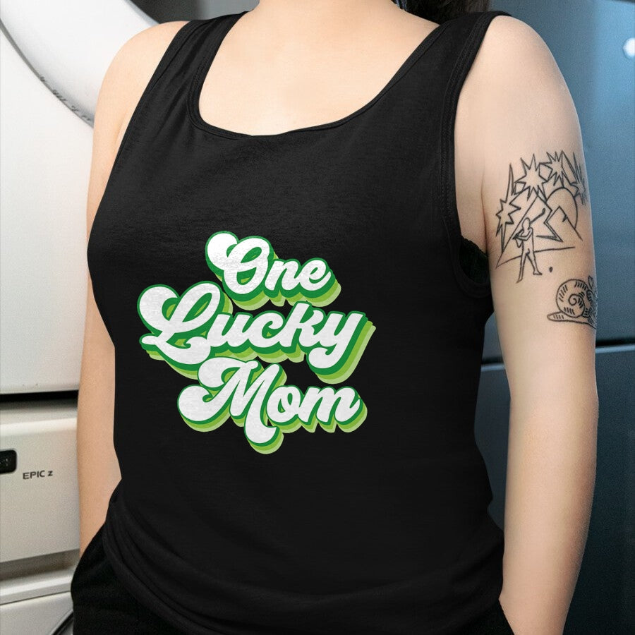 Gift for Mom Shirt, Funny Mom Unisex T-Shirt/Hoodie/Sweatshirt HLT00 - One Lucky Mom Retro Vintage St Patricks Day T-Shirt