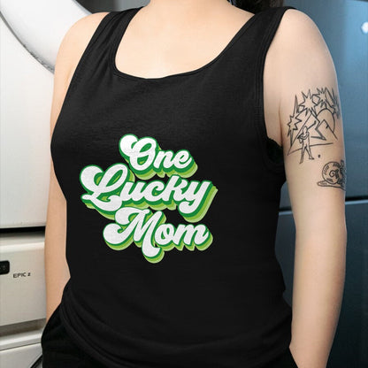 Gift for Mom Shirt, Funny Mom Unisex T-Shirt/Hoodie/Sweatshirt HLT00 - One Lucky Mom Retro Vintage St Patricks Day T-Shirt