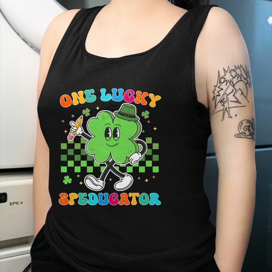 Patrick Day Shirts for Family, Funny Patrick Day shirts, st patrick's day Unisex T-Shirt/Hoodie/Sweatshirt HLT00 - Vintage One Lucky Speducator St Patrick Day School T-Shirt