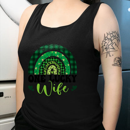 Best Wife Shirt, Wife and Husband Unisex T-Shirt/Hoodie/Sweatshirt HLT00 - Gift for wife T shirt, lucky wife   One Lucky Wife Rainbow Irish St Patricks Day Shamrock T-Shirt