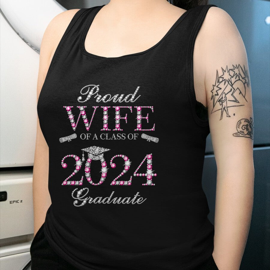 Best Wife Shirt, Wife and Husband Unisex T-Shirt/Hoodie/Sweatshirt HLT00 - Gift for wife T shirt, lucky wife   Proud Wife of a Class of 2024 Graduate T-Shirt