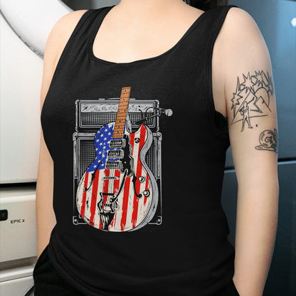 Guitar Lover Shirt, Funny Guitar UnisexT-Shirt/Hoodie/Sweatshirt HLT00 - American Flag Guitar 4th of July Guitarist USA Country Music T-Shirt