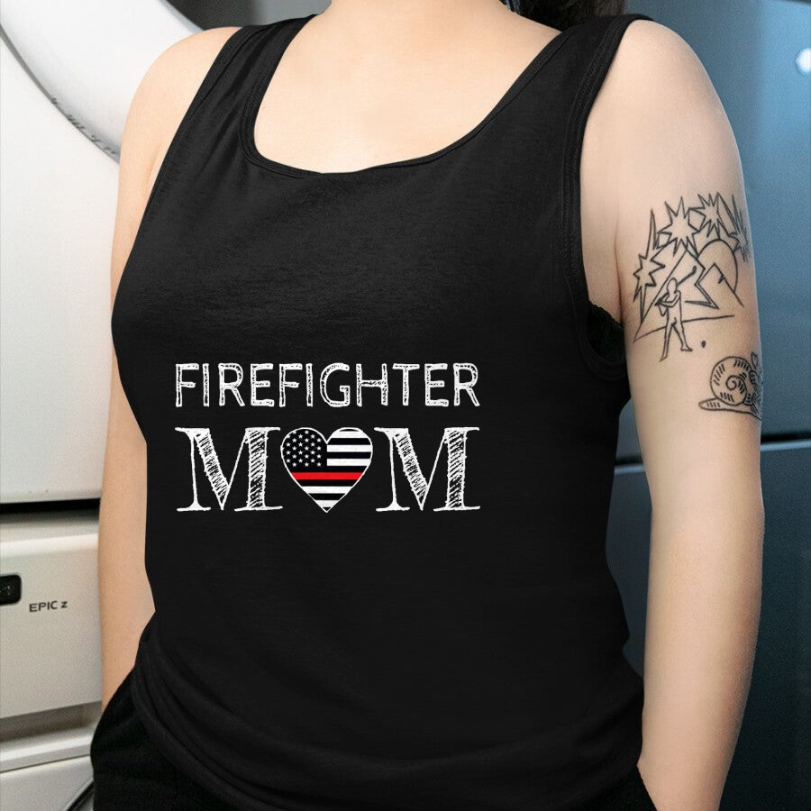 Gift for Mom Shirt, Funny Mom Unisex T-Shirt/Hoodie/Sweatshirt HLT00 - Firefighter Mom Mother Support the Thin Red Line Flag Son T-Shirt