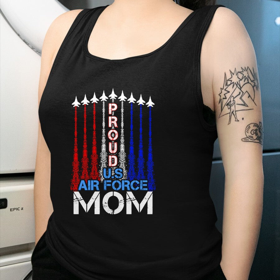 Gift for Mom Shirt, Funny Mom Unisex T-Shirt/Hoodie/Sweatshirt HLT00 - ic Jet 4th Of July Proud US Air Force Mom US Flag T-Shirt