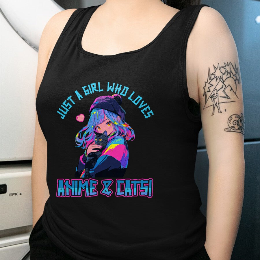 Cat Love Shirt, Funny Cat Lover Gift UnisexT-Shirt/Hoodie/Sweatshirt HLT00 - Just a Girl who loves Anime and Cats Manga Anime Lover T-Shirt