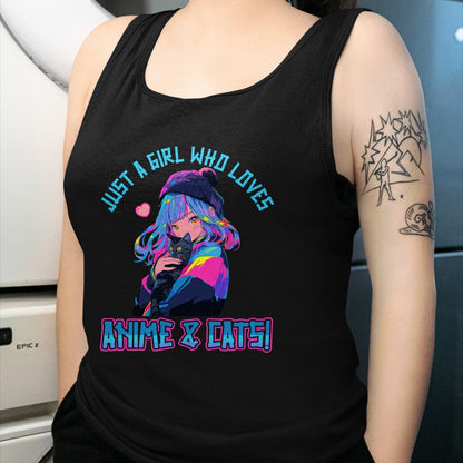 Cat Love Shirt, Funny Cat Lover Gift UnisexT-Shirt/Hoodie/Sweatshirt HLT00 - Just a Girl who loves Anime and Cats Manga Anime Lover T-Shirt