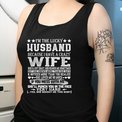 Best Wife Shirt, Wife and Husband Unisex T-Shirt/Hoodie/Sweatshirt HLT00 - Gift for wife T shirt, lucky wife   im a lucky wife i have a crazy husband t shirt - Valentines T-Sh