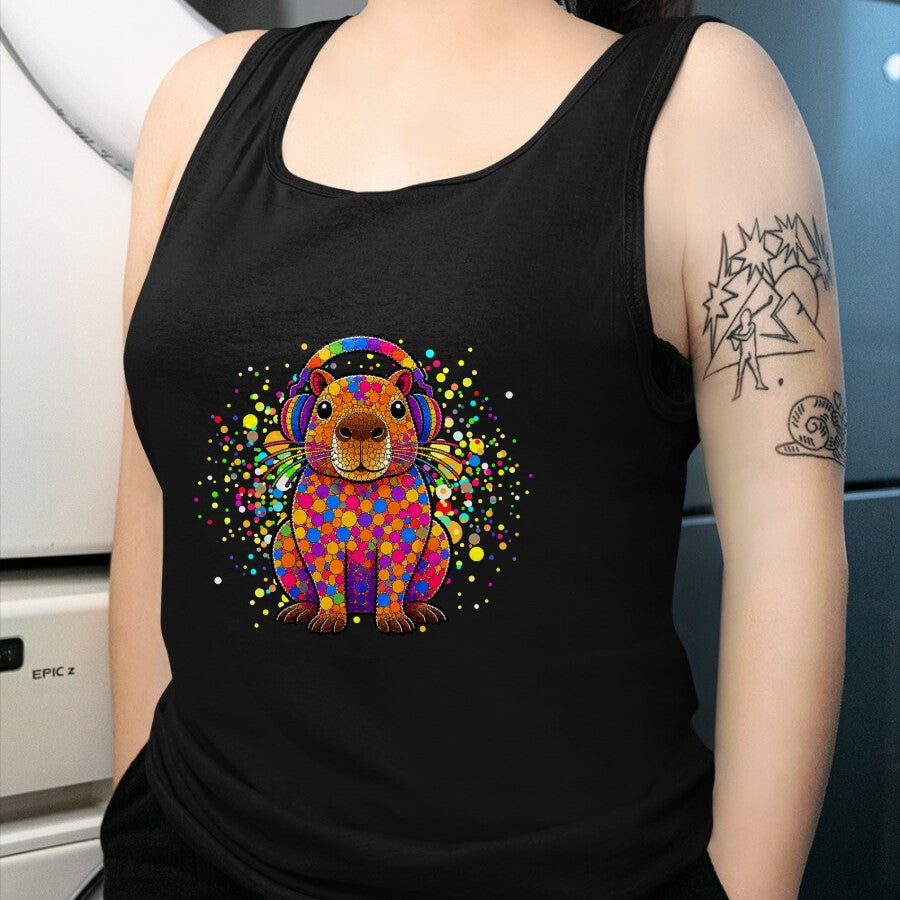 Cute Capybara Shirt, Funny Capybara Unisex T-Shirt/Hoodie/Sweatshirt HLT00 - Funny Capybara Dots Art Animal Lovers Students Boys Girls T-Shirt (2)