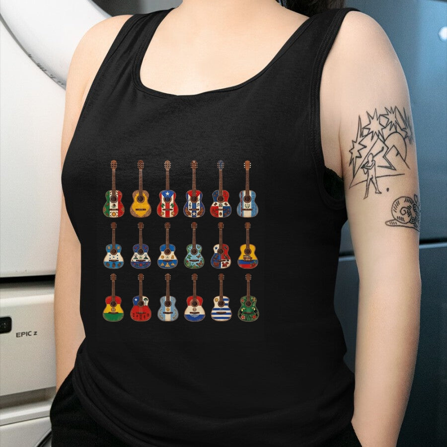 Guitar Lover Shirt, Funny Guitar UnisexT-Shirt/Hoodie/Sweatshirt HLT00 - Hispanic Heritage Month Guitar Flags for Latin American T-Shirt