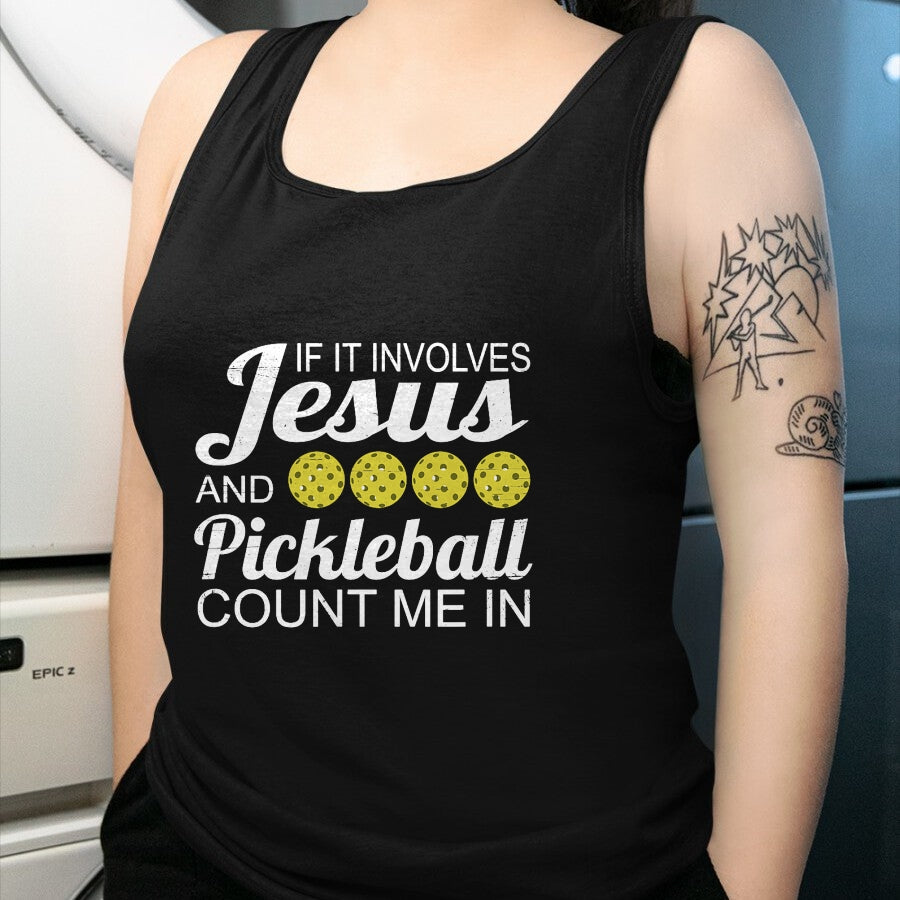 Funny Pickleball Shirt, Pickleball Lover Unisex T-Shirt/Hoodie/Sweatshirt HLT00 - Distressed Jesus Pickleball Player Worship Church Graphic T-Shirt