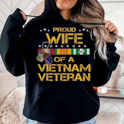 Best Husband Shirt, Wife and Husband Unisex T-Shirt/Hoodie/Sweatshirt HLT00 - Proud Wife of A Vietnam Veteran My Husband is A Hero T-Shirt T-Shirt