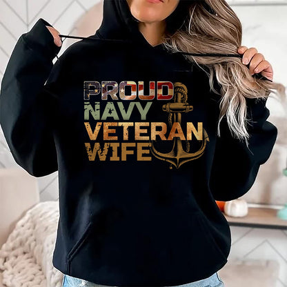 Proud Veteran Shirt, Funny Veteran UnisexT-Shirt/Hoodie/Sweatshirt HLT00 - Proud Veteran_s Wife USA American Flag Patriotic T-Shirt