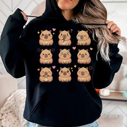 Cute Capybara Shirt, Funny Capybara Unisex T-Shirt/Hoodie/Sweatshirt HLT00 - Cute Kawaii Capybara Chibi Animal Lovers Kids Girl T-Shirt