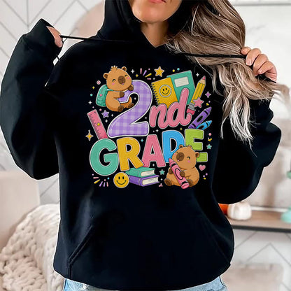 Cute Capybara Shirt, Funny Capybara Unisex T-Shirt/Hoodie/Sweatshirt HLT00 - Cute Capybara 2nd Grade Back to School Second Grader Teacher T-Shirt