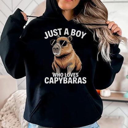 Cute Capybara Shirt, Funny Capybara Unisex T-Shirt/Hoodie/Sweatshirt HLT00 - Just a Boy who Loves Capybaras T-Shirt (1)