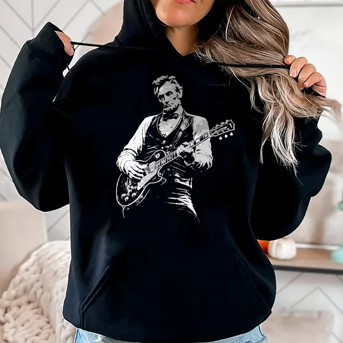 Guitar Lover Shirt, Funny Guitar UnisexT-Shirt/Hoodie/Sweatshirt HLT00 - Retro Vintage Abraham Lincoln Abe Lincoln Playing Guitar Men T-Shirt
