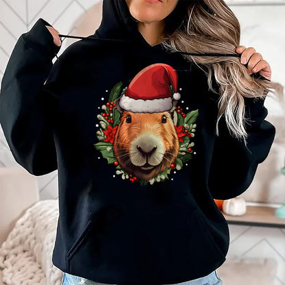 Cute Capybara Shirt, Funny Capybara Unisex T-Shirt/Hoodie/Sweatshirt HLT00 - Funny Christmas Capybara Long Sleeve T-Shirt