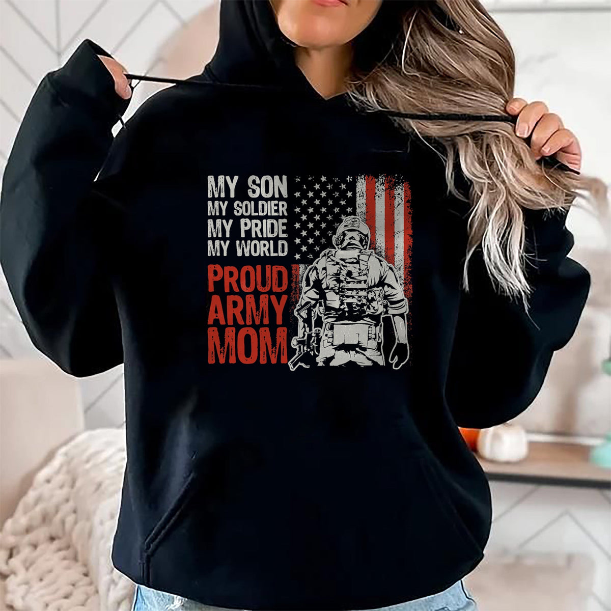 Gift for Mom Shirt, Funny Mom Unisex T-Shirt/Hoodie/Sweatshirt HLT00 - My Son My Soldier Hero Proud Army Mom US Military Mother T-Shirt