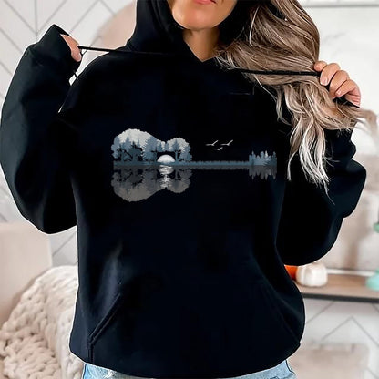 Guitar Lover Shirt, Funny Guitar UnisexT-Shirt/Hoodie/Sweatshirt HLT00 - Acoustic Guitar Lake Music Guitarist Musician Men Women T-Shirt, Men, Black, 3X-Large