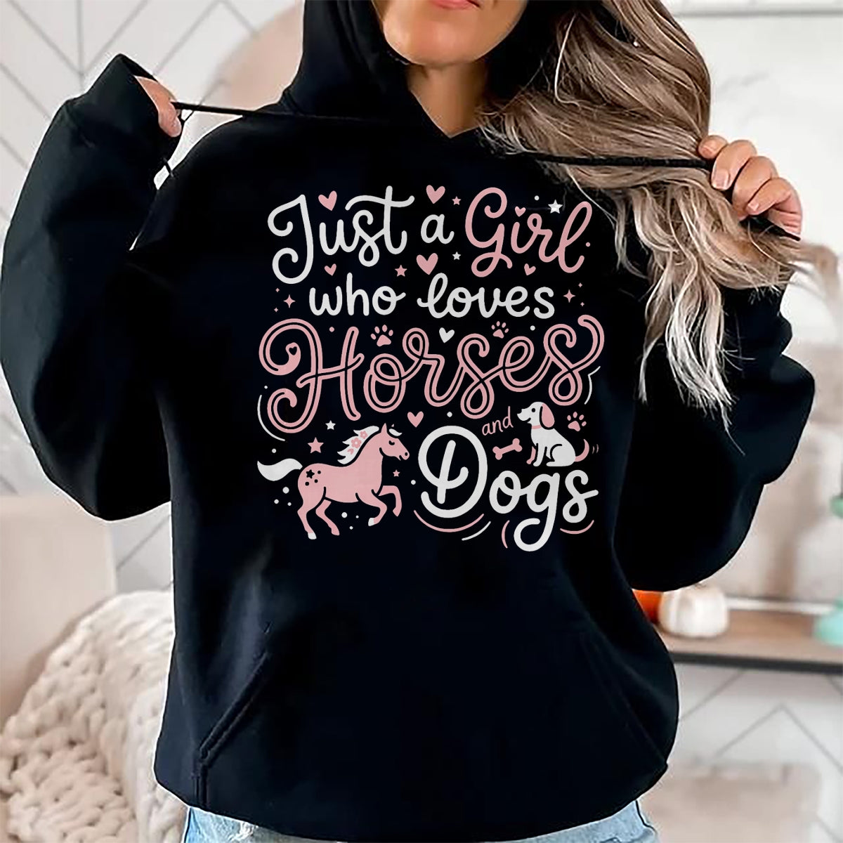 Best Horse Lover Shirt , Funny Horse UnisexT-Shirt/Hoodie/Sweatshirt HLT00 - Just A Girl Who Loves Horses and Dogs T-Shirt