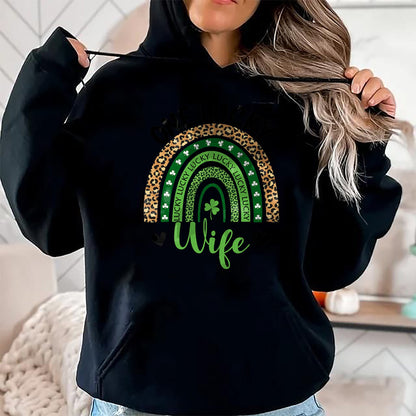 Best Wife Shirt, Wife and Husband Unisex T-Shirt/Hoodie/Sweatshirt HLT00 - Gift for wife T shirt, lucky wife   Womens One Lucky Wife Leopard Rainbow St Patricks Day Shamrock T