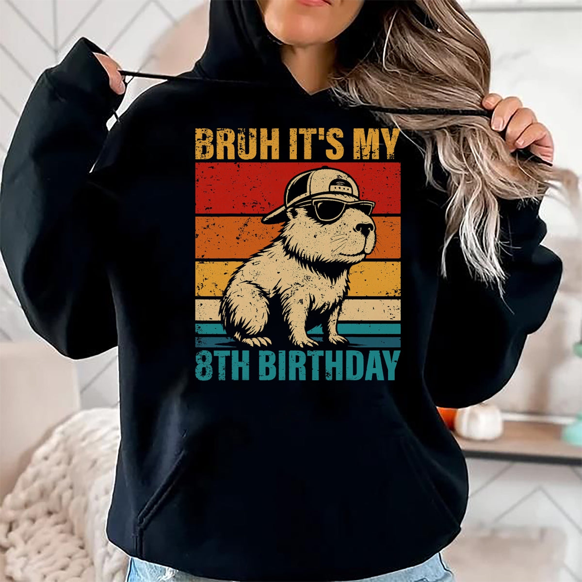 Cute Capybara Shirt, Funny Capybara UnisexT-Shirt/Hoodie/Sweatshirt HLT00 - 8 Year Old Birthday Boy Capybara Bruh It_s My 8th Birthday T-Shirt