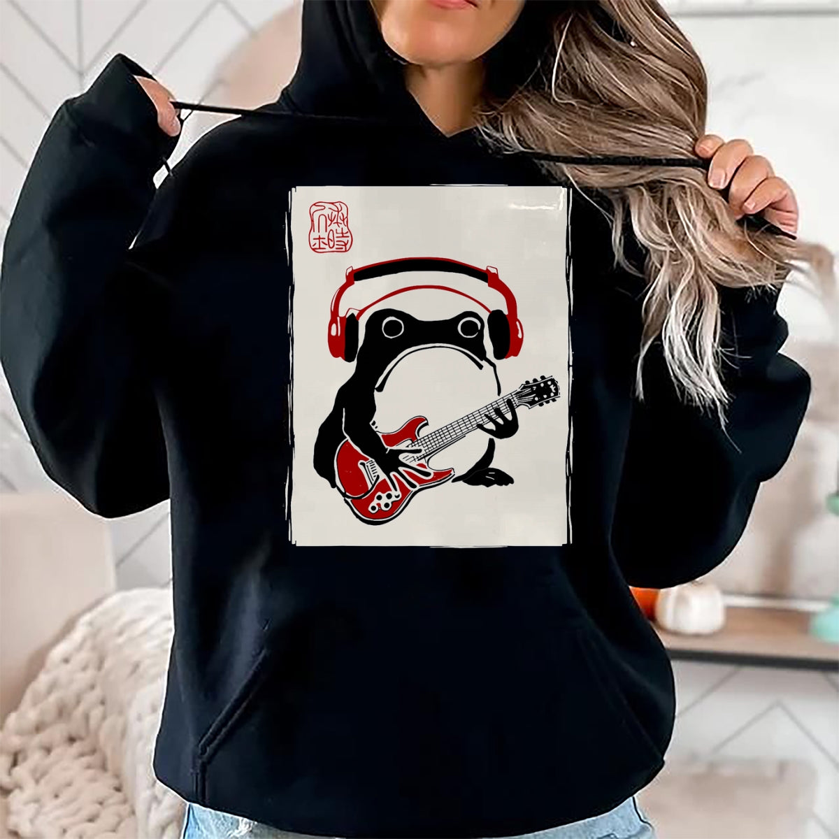 Guitar Lover Shirt, Funny Guitar UnisexT-Shirt/Hoodie/Sweatshirt HLT00 - Funny Grumpy Frog Guitar Rock Music Kawaii Japanese T-Shirt