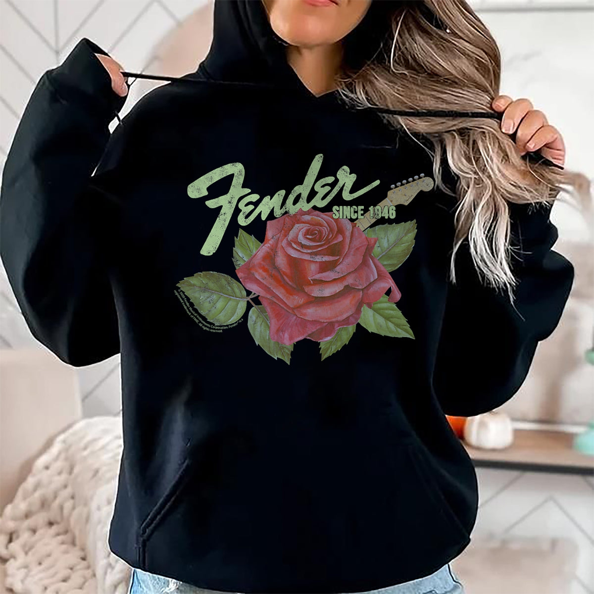 Guitar Lover Shirt, Funny Guitar UnisexT-Shirt/Hoodie/Sweatshirt HLT00 - Fender Rose Guitar Classic Vintage Style T-Shirt