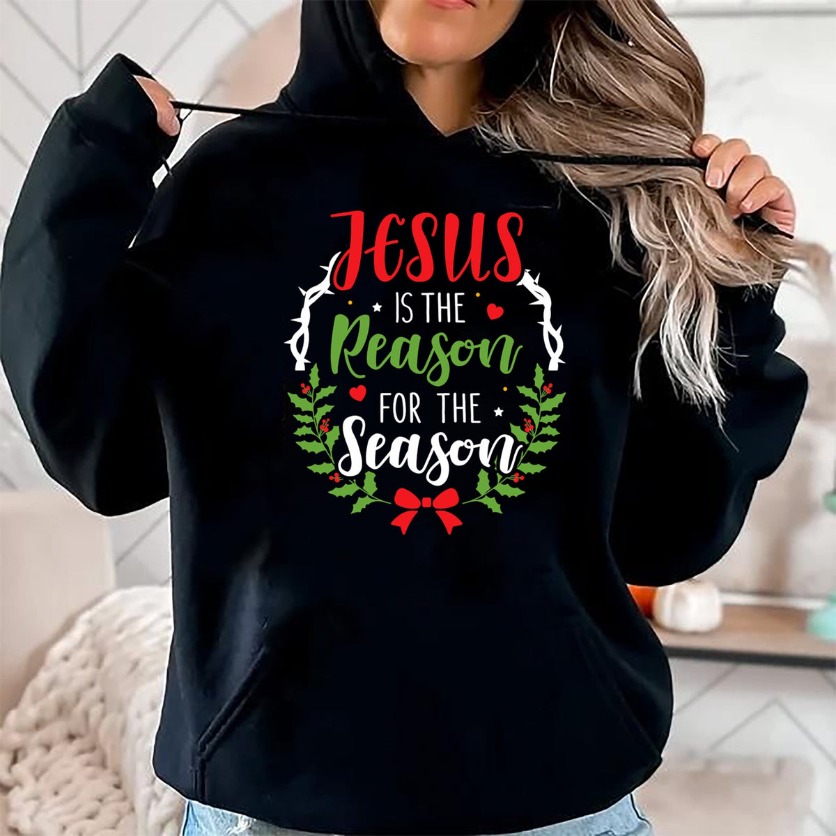 Christian Tee, Christian Faith Unisex T-Shirt/Hoodie/Sweatshirt HLT00 - Jesus is the reason for the season christian christmas Long Sleeve T-Shirt
