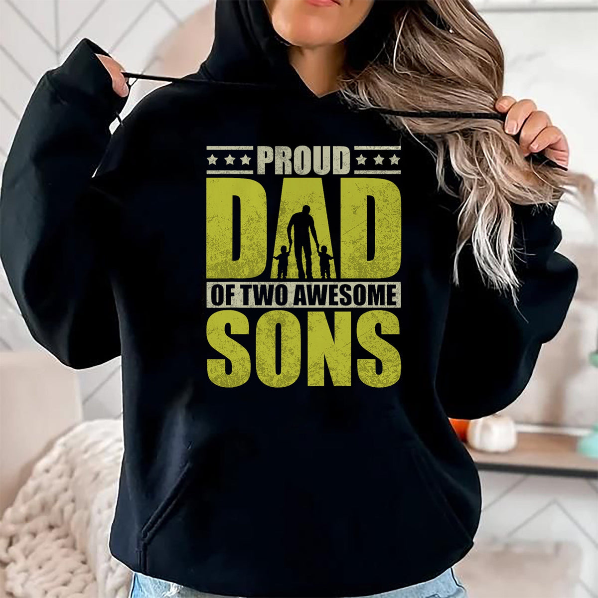 Gift for Dad Shirt, Funny Dad Unisex T-Shirt/Hoodie/Sweatshirt HLT00 – Proud father two sons dad daddy father_s day gift idea T-Shirt