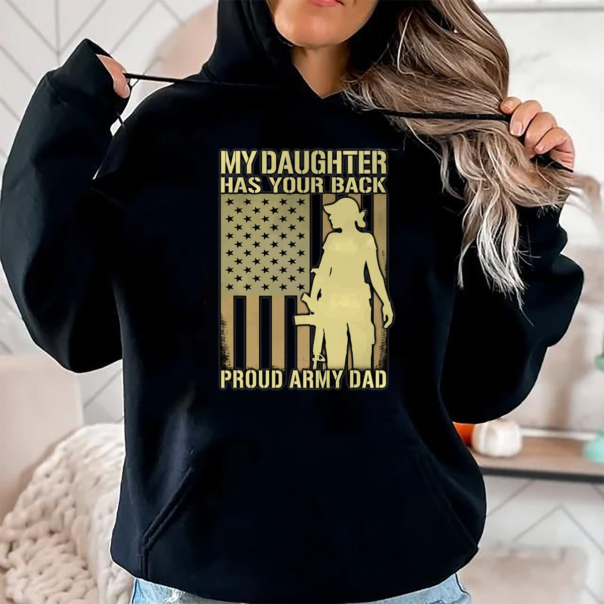 Gift for Dad Shirt, Funny Dad Unisex T-Shirt/Hoodie/Sweatshirt HLT00 – My Daughter Has Your Back - Proud Army Dad Military Father T-Shirt