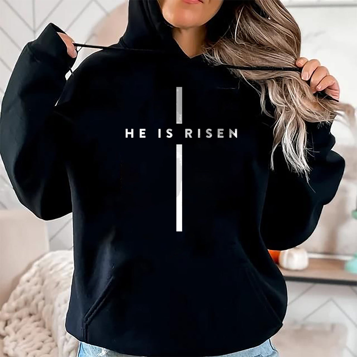Christian Tee, Christian Faith Unisex T-Shirt/Hoodie/Sweatshirt HLT00 - He Is Risen Cross Jesus Easter Day Christmas Christians T-Shirt (1)