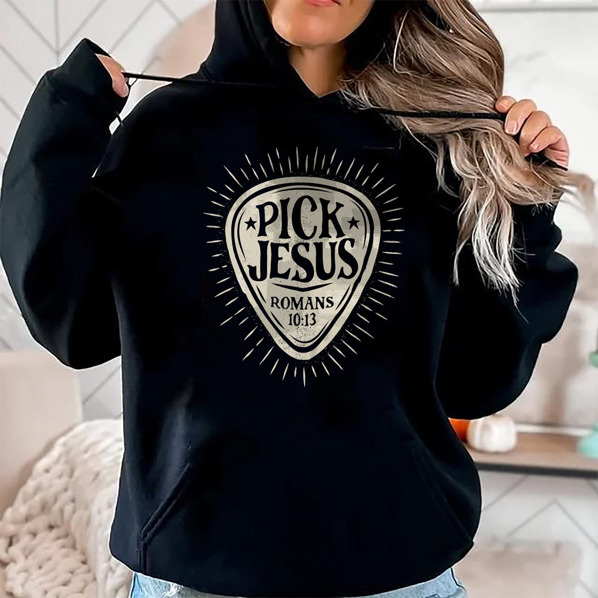 Christian Tee, Christian Faith Unisex T-Shirt/Hoodie/Sweatshirt HLT00 - Guitar Pick Jesus Christian Music Guitarist Pastor Retro T-Shirt