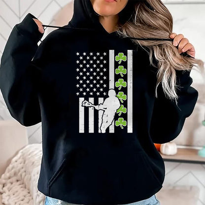 Patrick Day Shirts for Family, Funny Patrick Day shirts, st patrick's day Unisex T-Shirt/Hoodie/Sweatshirt HLT00 - US Flag Shamrock Lacrosse Vintage Lax St Patrick Day Patriot T-Shirt