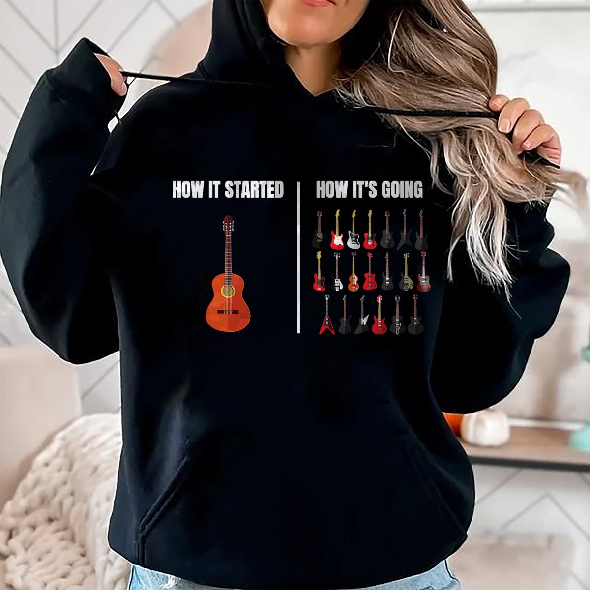 Guitar Lover Shirt, Funny Guitar UnisexT-Shirt/Hoodie/Sweatshirt HLT00 - How It Started How It’s Going Music Musician Funny Guitar T-Shirt