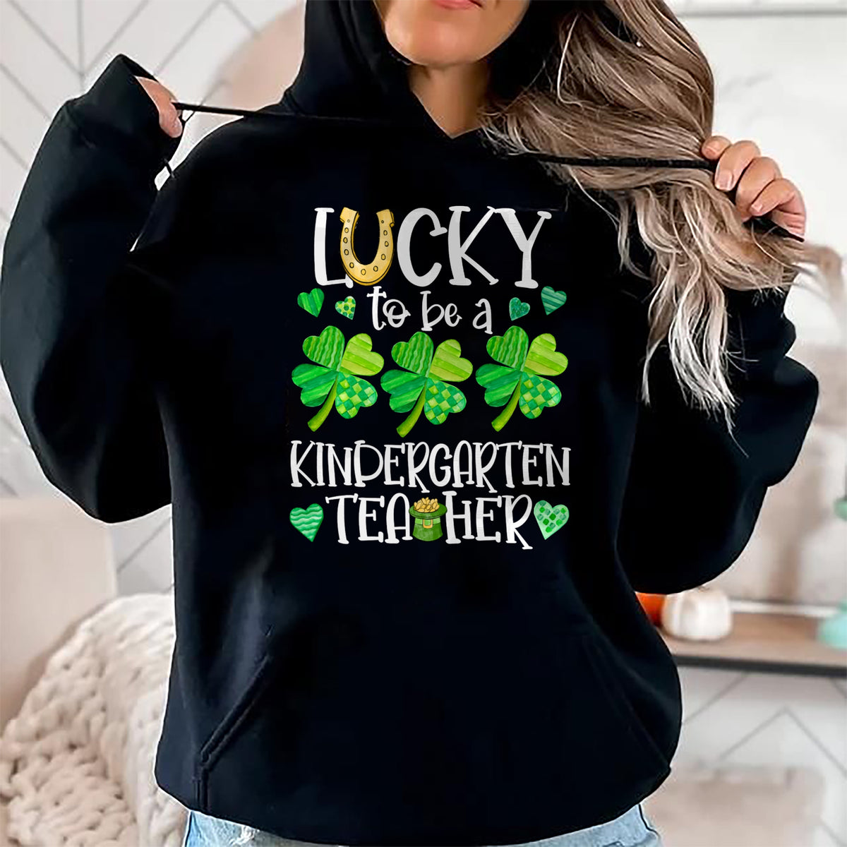 Patrick Day Shirts for Family, Funny Patrick Day shirts, st patrick's day Unisex T-Shirt/Hoodie/Sweatshirt HLT00 - Lucky To Be A Kindergarten Teacher, St Patrick Day Teachers Long Sleeve T-Shirt