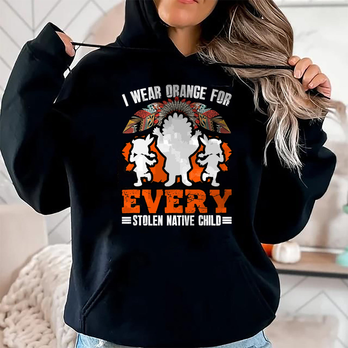 Native American T-Shirts, Vintage Native American Unisex T-Shirt/Hoodie/Sweatshirt HLT00 - Indian Pride Native American Wear Orange For Native Child