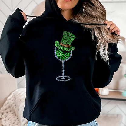 Patrick Day Shirts for Family, Funny Patrick Day shirts, st patrick's day Unisex T-Shirt/Hoodie/Sweatshirt HLT00 - Wine Glasses Clover Leprechaun Irish Shamrock St Patrick Day T-Shirt