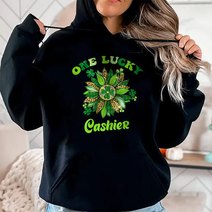 Patrick Day Shirts for Family, Funny Patrick Day shirts, st patrick's day Unisex T-Shirt/Hoodie/Sweatshirt HLT00 - St Patrick Day Shamrock One Lucky Cashier Retro Saint Paddys T-Shirt