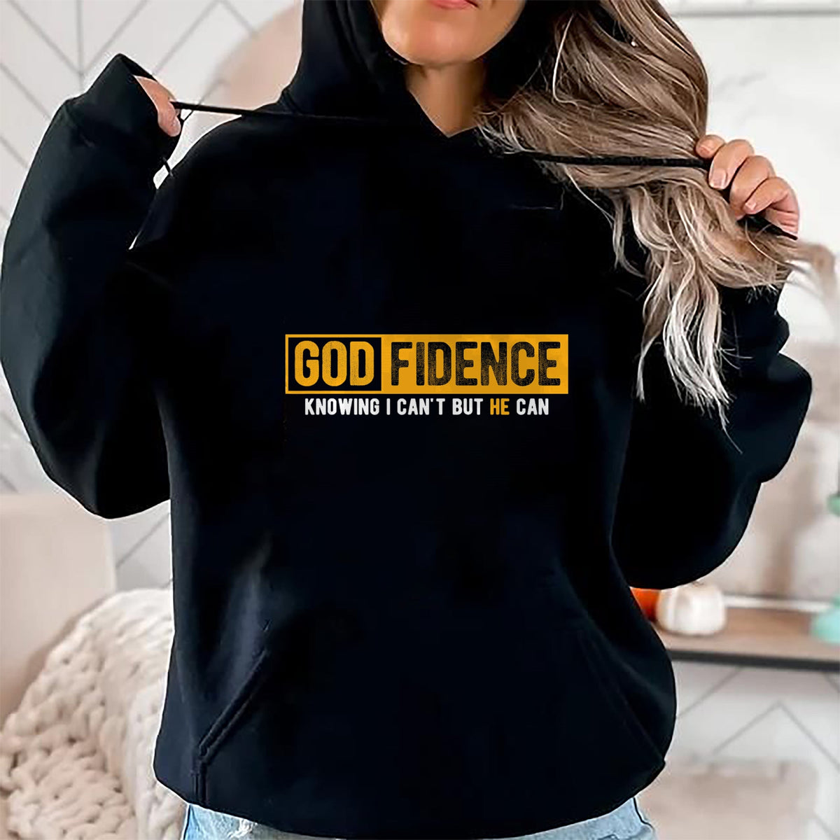 Christian Tee, Christian Faith Unisex T-Shirt/Hoodie/Sweatshirt HLT00 - Knowing I Can_t But He Can Christian Religious Jesus T-Shirt