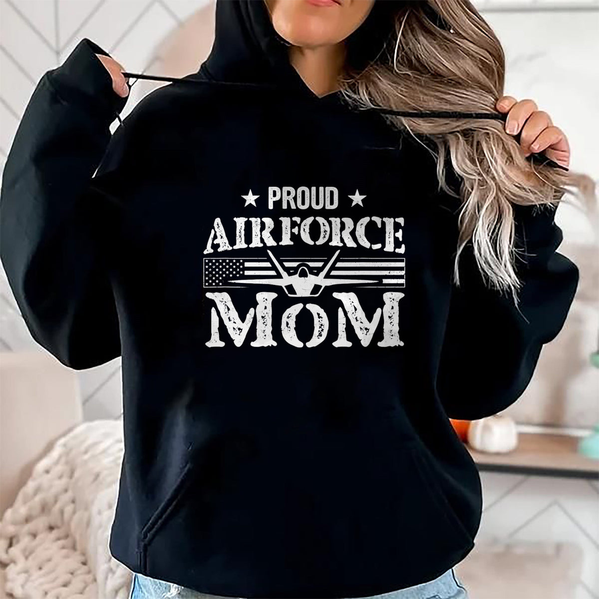 Gift for Mom Shirt, Funny Mom Unisex T-Shirt/Hoodie/Sweatshirt HLT00 - Proud Air Force Mom - Airforce Gifts - July 4th Mothers Day T-Shirt