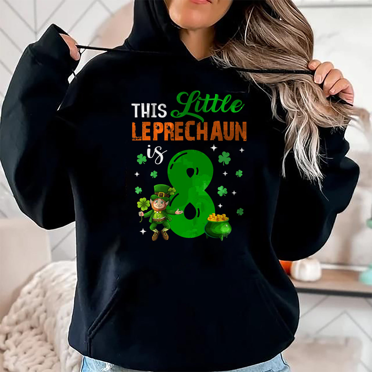 Patrick Day Shirts for Family, Funny Patrick Day shirts, st patrick's day Unisex T-Shirt/Hoodie/Sweatshirt HLT00 - This Leprechaun Is 8 Year Old Birthday Lucky St Patrick Day T-Shirt