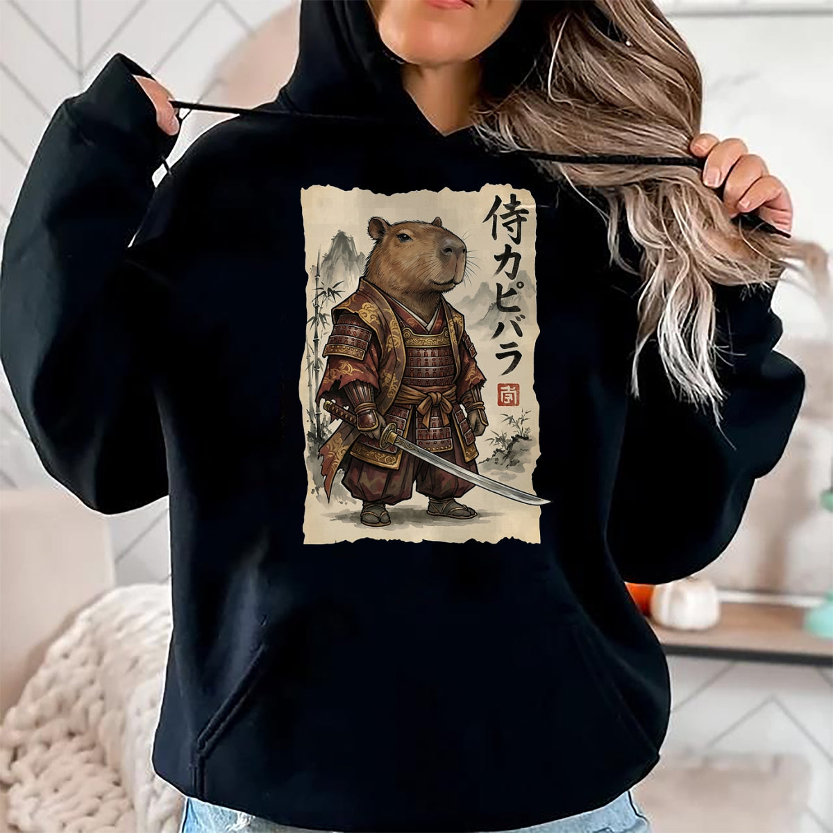 Cute Capybara Shirt, Funny Capybara Unisex T-Shirt/Hoodie/Sweatshirt HLT00 - Samurai Capybara Japanese Art Vintage Graphic Funny Animal T-Shirt