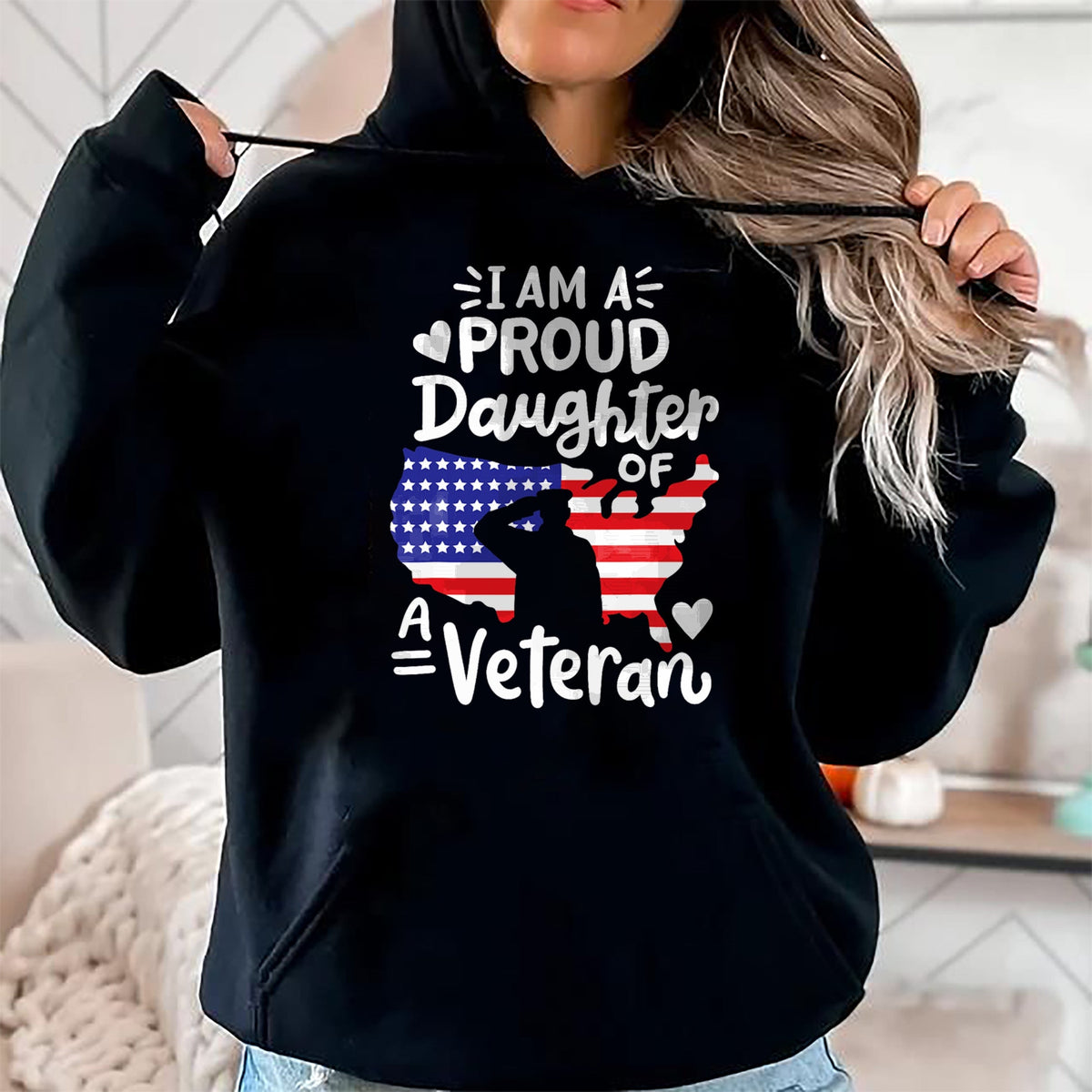 Gift for Dad Shirt, Funny Dad Unisex T-Shirt/Hoodie/Sweatshirt HLT00 – I_m A Proud Daughter of A Veteran Father_s Day Girls T-Shirt