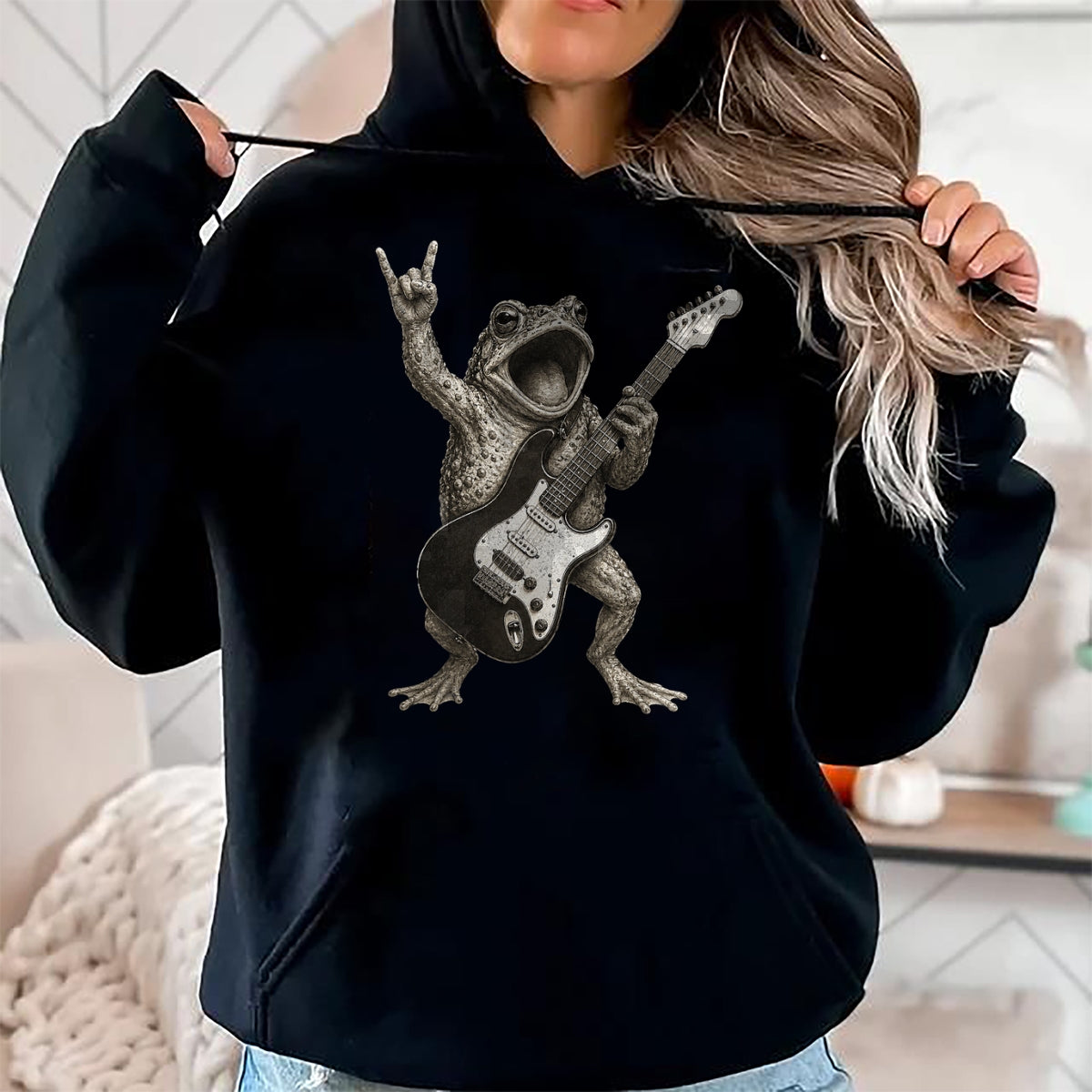 Guitar Lover Shirt, Funny Guitar UnisexT-Shirt/Hoodie/Sweatshirt HLT00 - Frog Playing Guitar Rock and Roll Funny T-Shirt