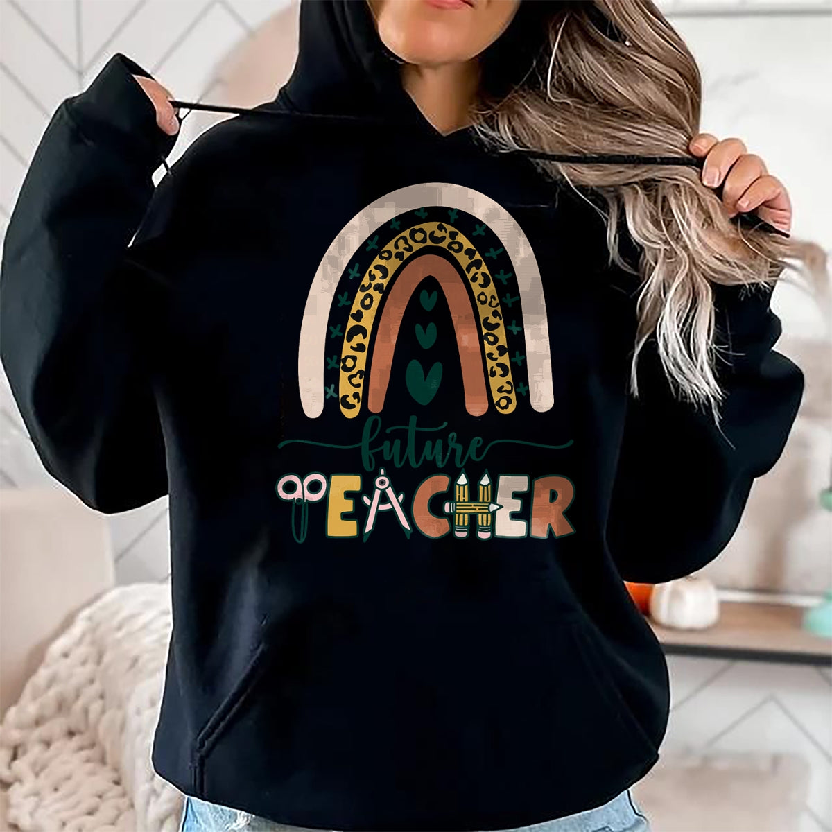 Best Teacher Shirt, Funny Teacher UnisexT-Shirt/Hoodie/Sweatshirt HLT00 - Future Teacher Boho Rainbow Leopard New Grad Student T-Shirt