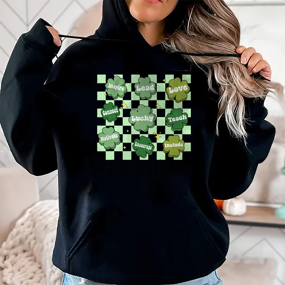 Patrick Day Shirts for Family, Funny Patrick Day shirts, st patrick's day Unisex T-Shirt/Hoodie/Sweatshirt HLT00 - Vintage One Lucky Literacy Teacher St Patrick Day School T-Shirt
