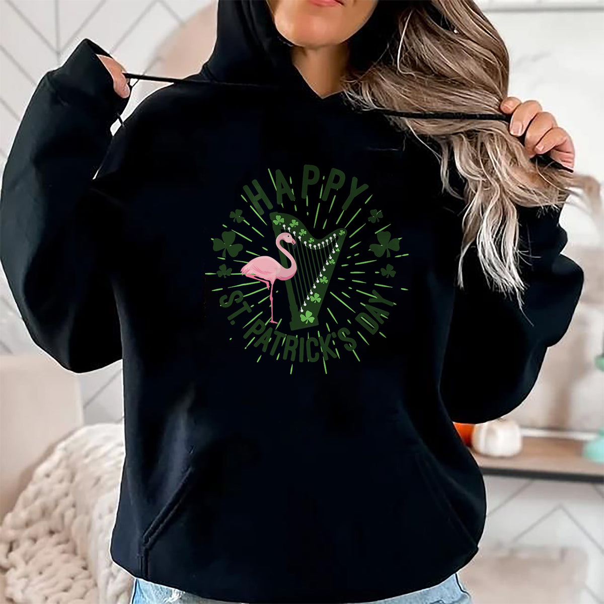 Patrick Day Shirts for Family, Funny Patrick Day shirts, st patrick's day Unisex T-Shirt/Hoodie/Sweatshirt HLT00 - Irish Flamingo Green Saint Patrick Day Lucky st pattys Party T-Shirt